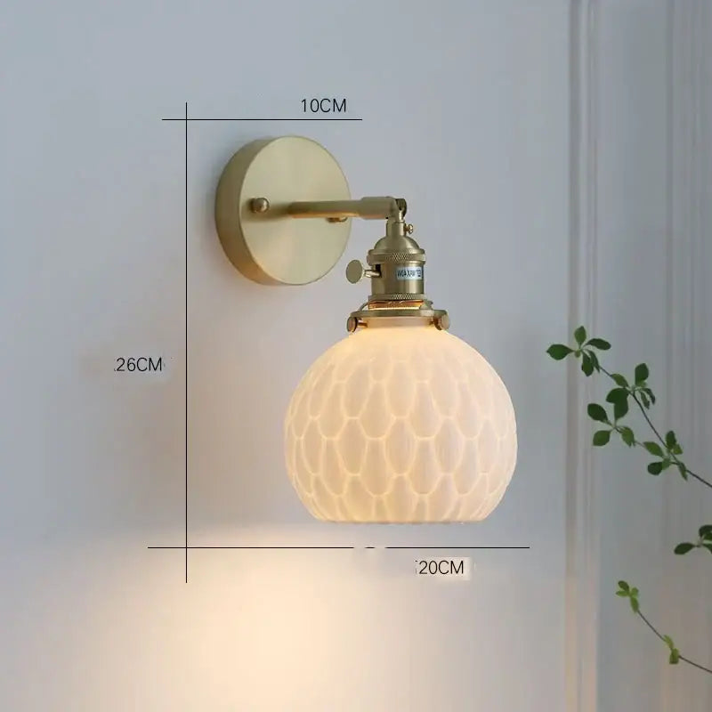 Modern honeycomb brass ceramic led wall sconce bedroom light