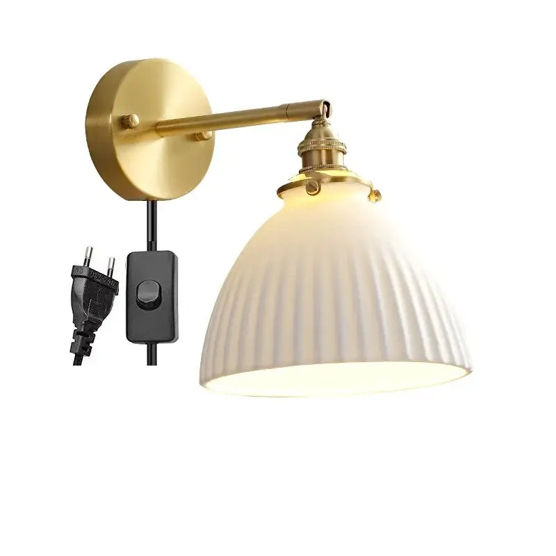 Modern honeycomb brass ceramic led wall sconce bedroom light