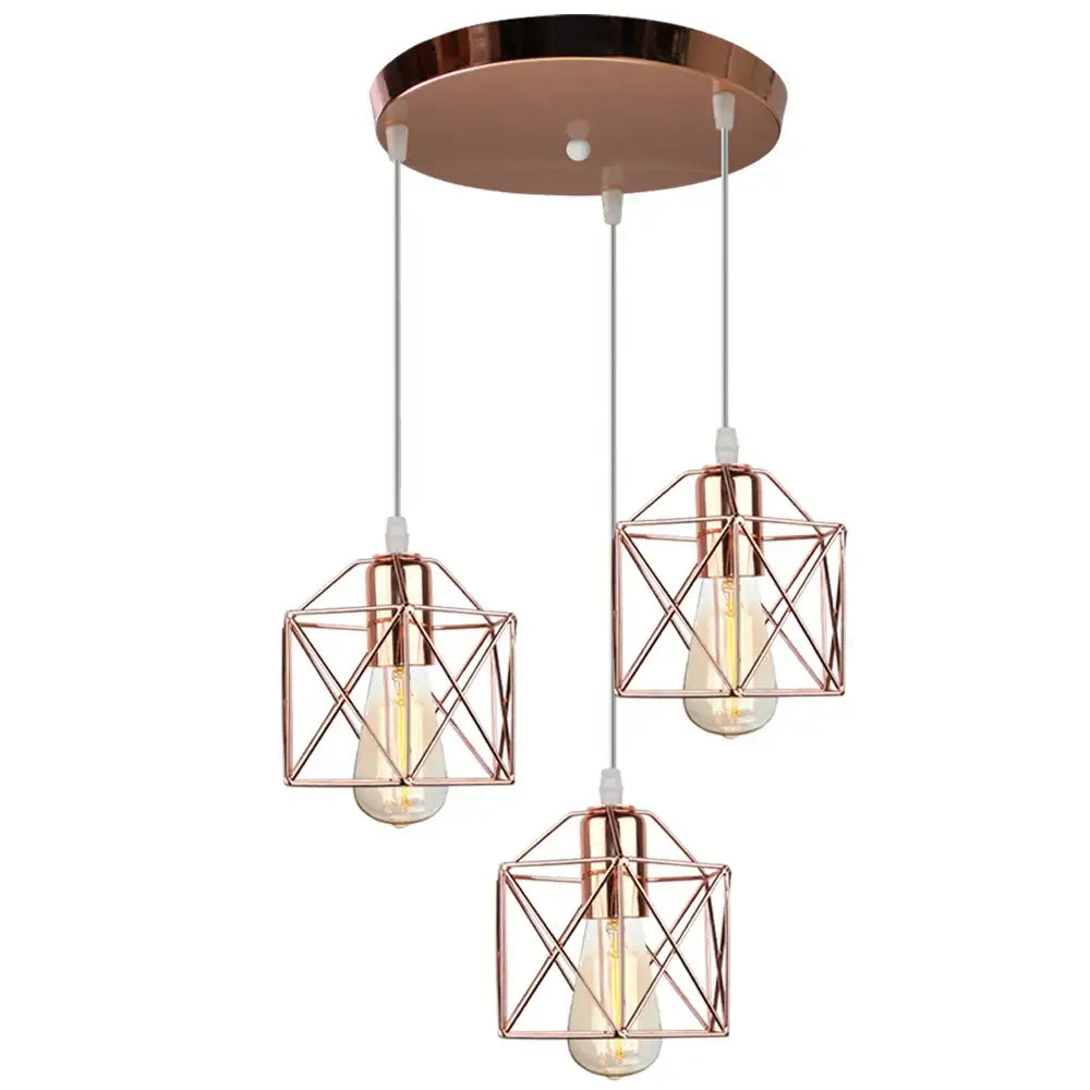 Modern industrial black cage pendant light dining room