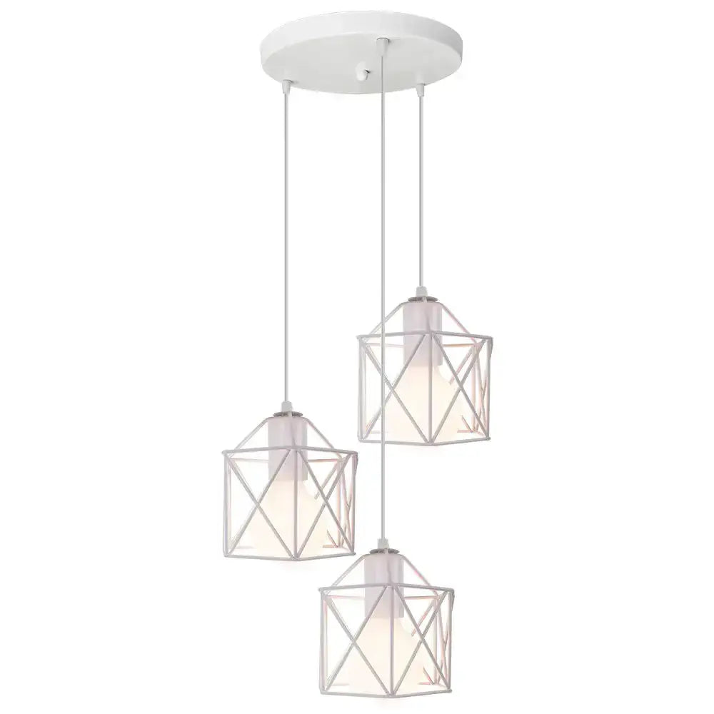 Modern industrial black cage pendant light dining room