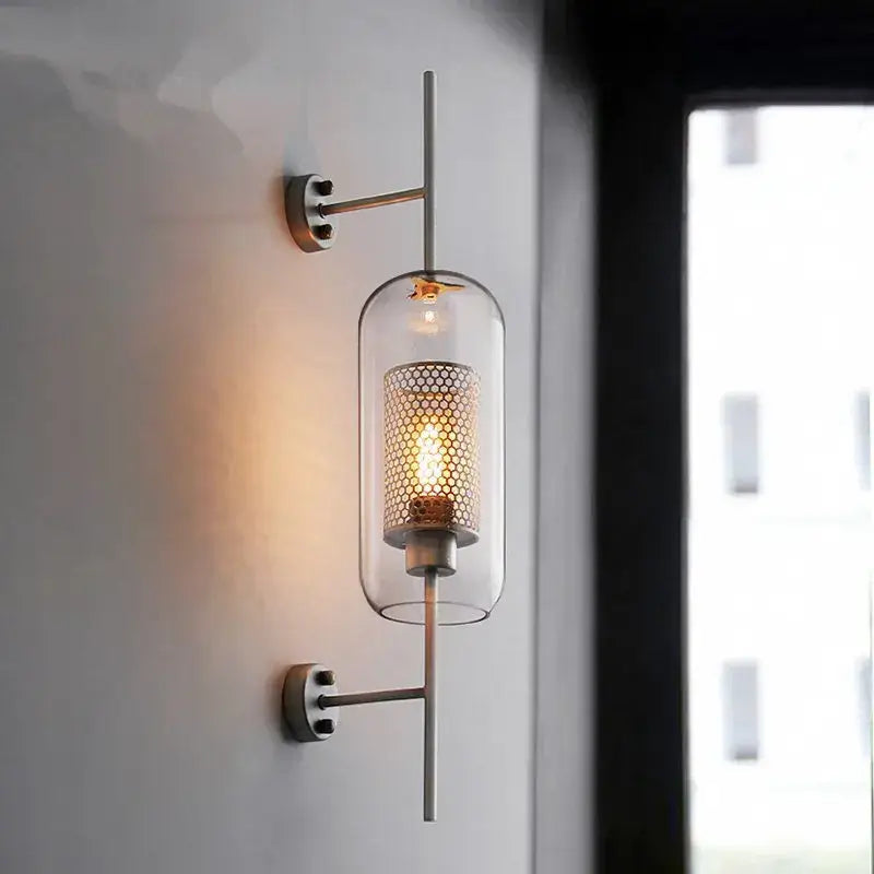 Modern industrial chrome glass wall lights living room sconces