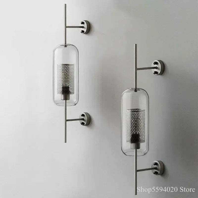 Modern industrial chrome glass wall lights living room sconces