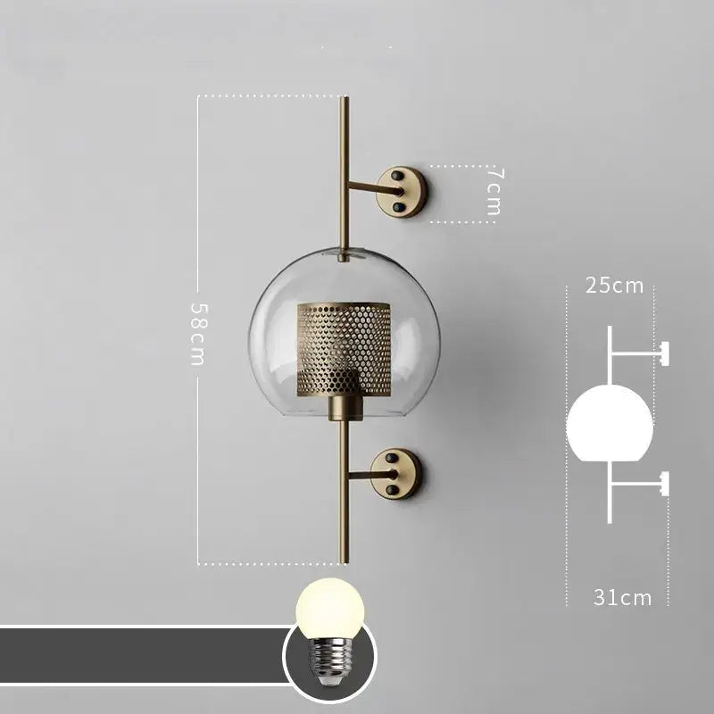 Modern industrial chrome glass wall lights living room sconces