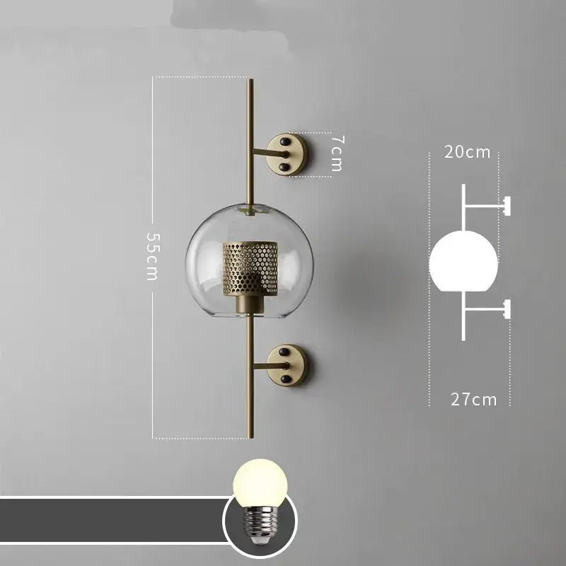 Modern industrial chrome glass wall lights living room sconces