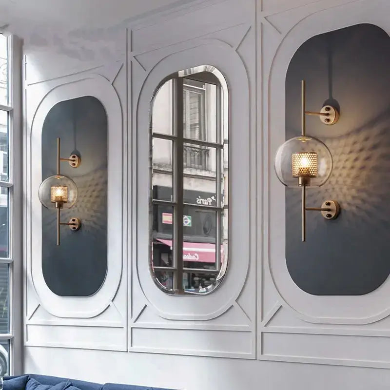 Modern industrial chrome glass wall lights living room sconces