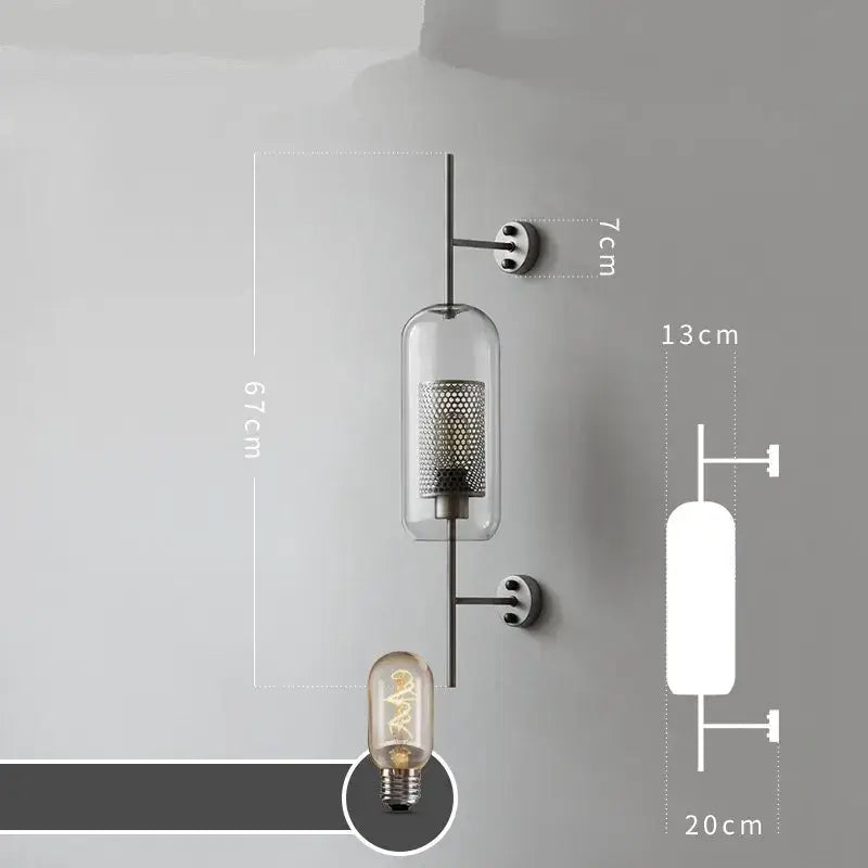 Modern industrial chrome glass wall lights living room sconces