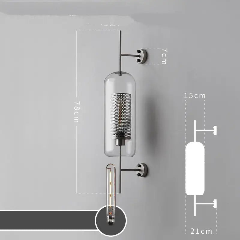 Modern industrial chrome glass wall lights living room sconces