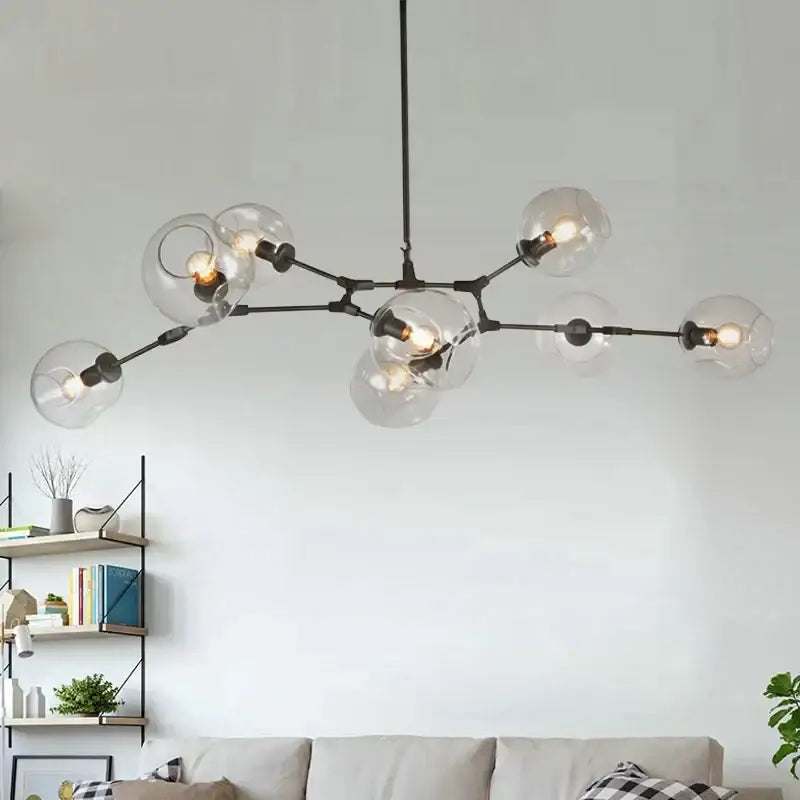Modern industrial globe glass chandelier dining room black light