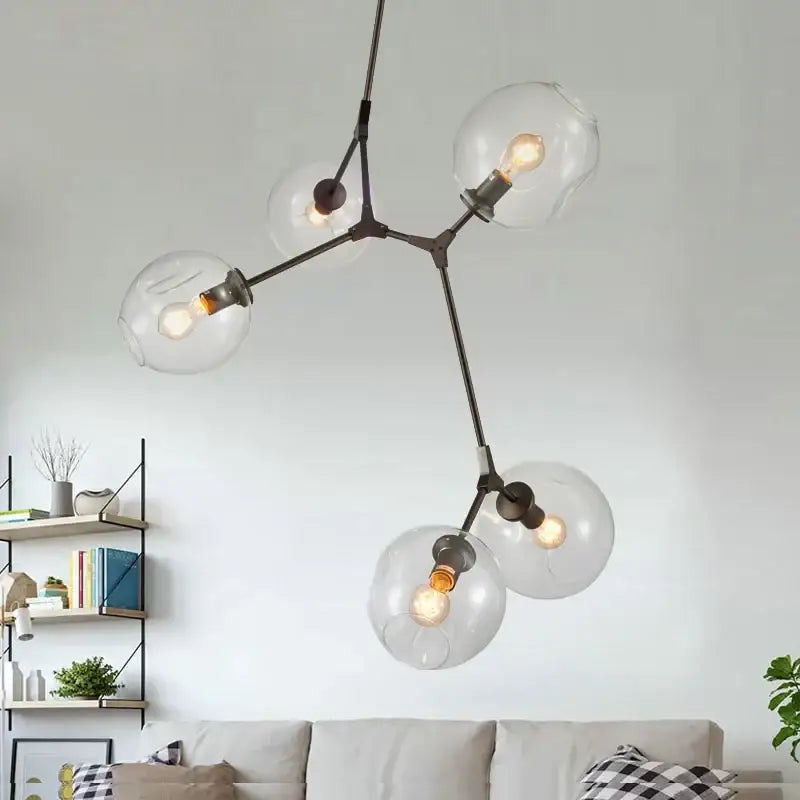 Modern industrial globe glass chandelier dining room black light