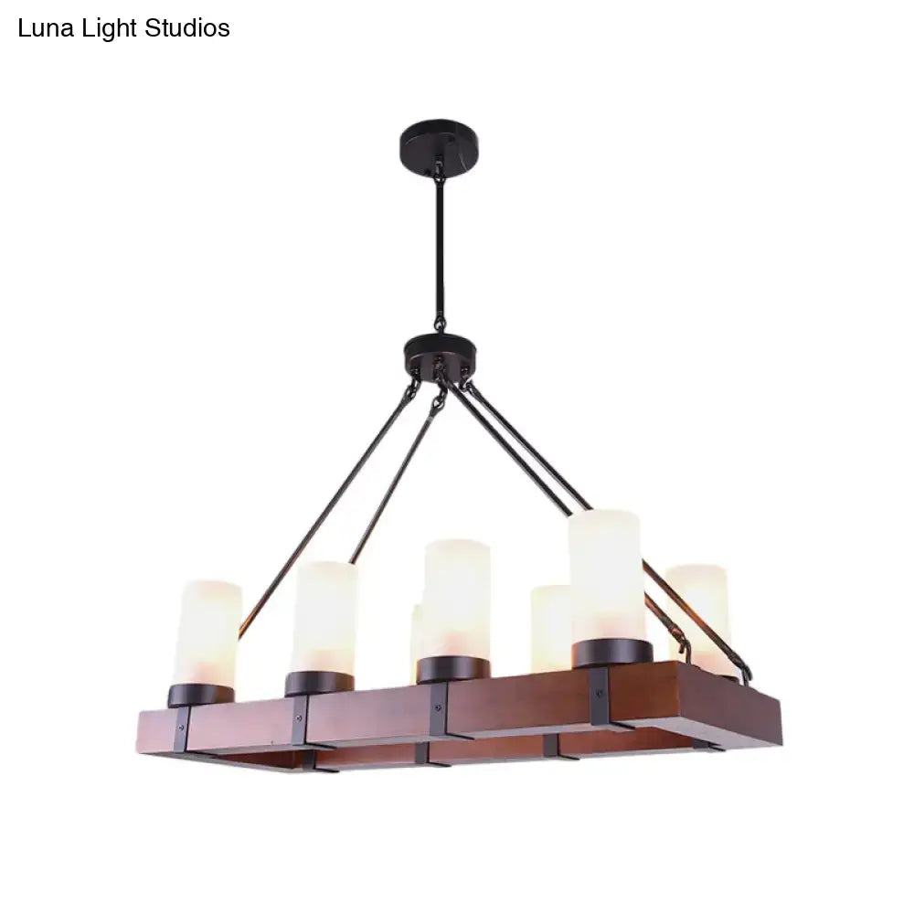 Modern industrial opal glass black rectangular chandelier kitchen light
