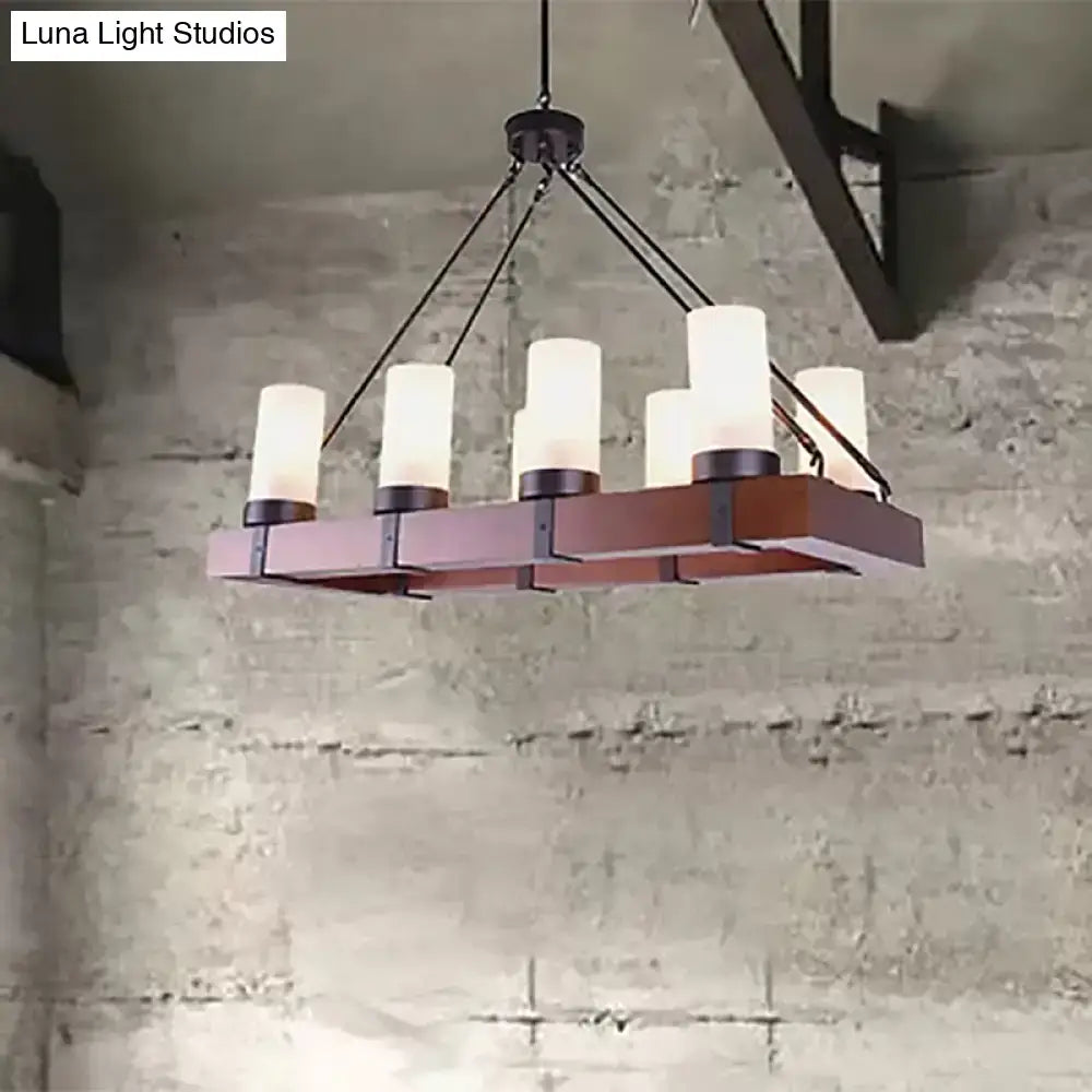 Modern industrial opal glass black rectangular chandelier kitchen light