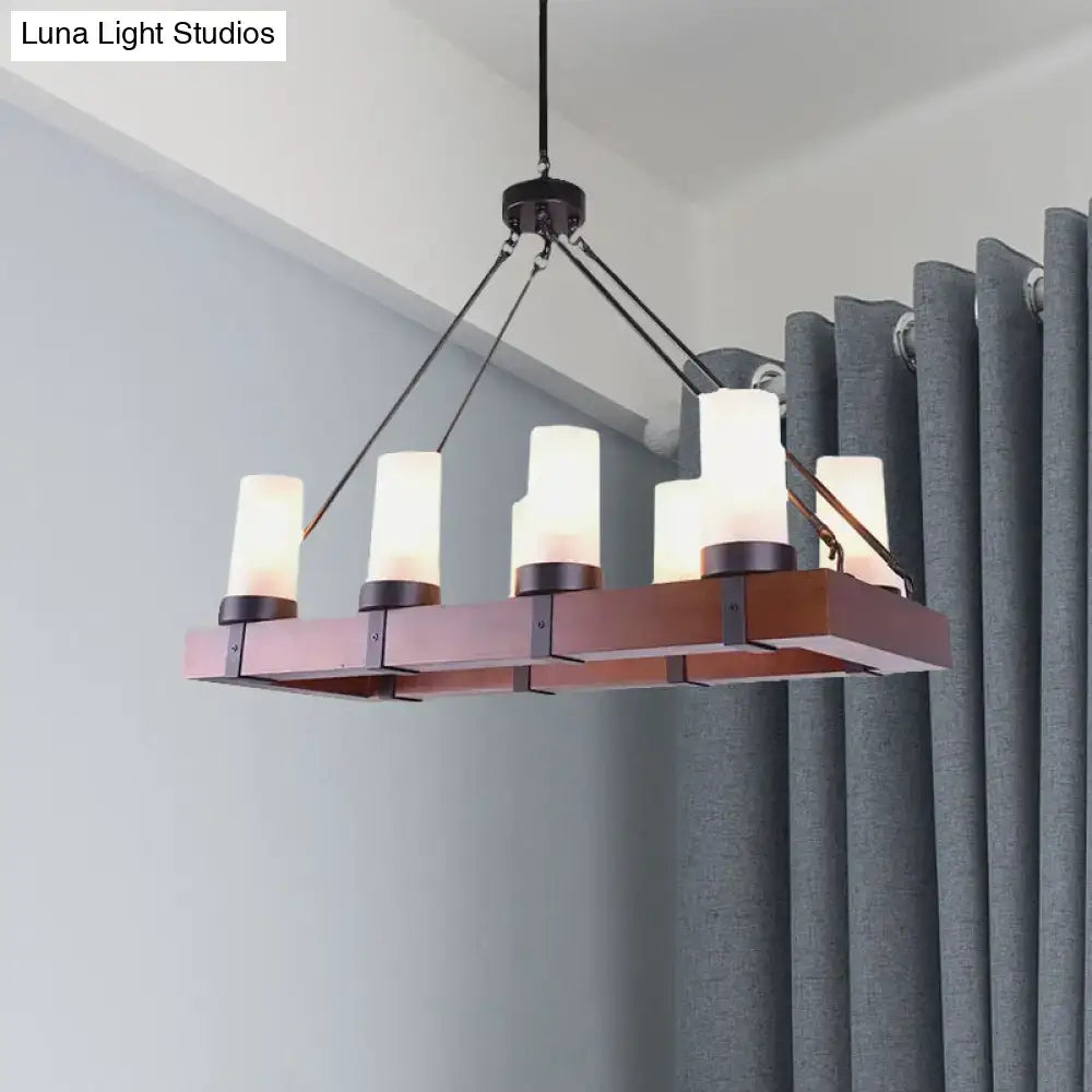Modern industrial opal glass black rectangular chandelier kitchen light