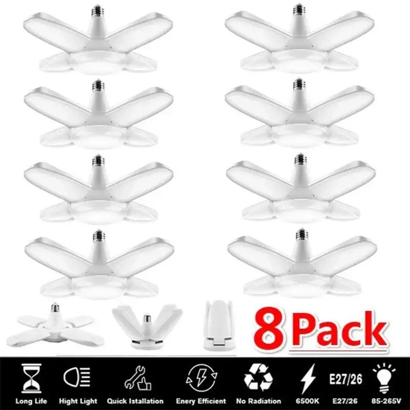 Modern industrial white foldable led ceiling light garage fixture