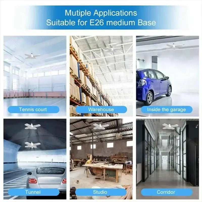 Modern industrial white foldable led ceiling light garage fixture