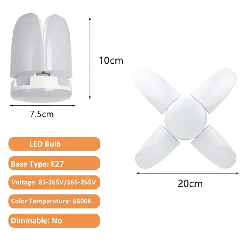 Modern industrial white foldable led ceiling light garage fixture