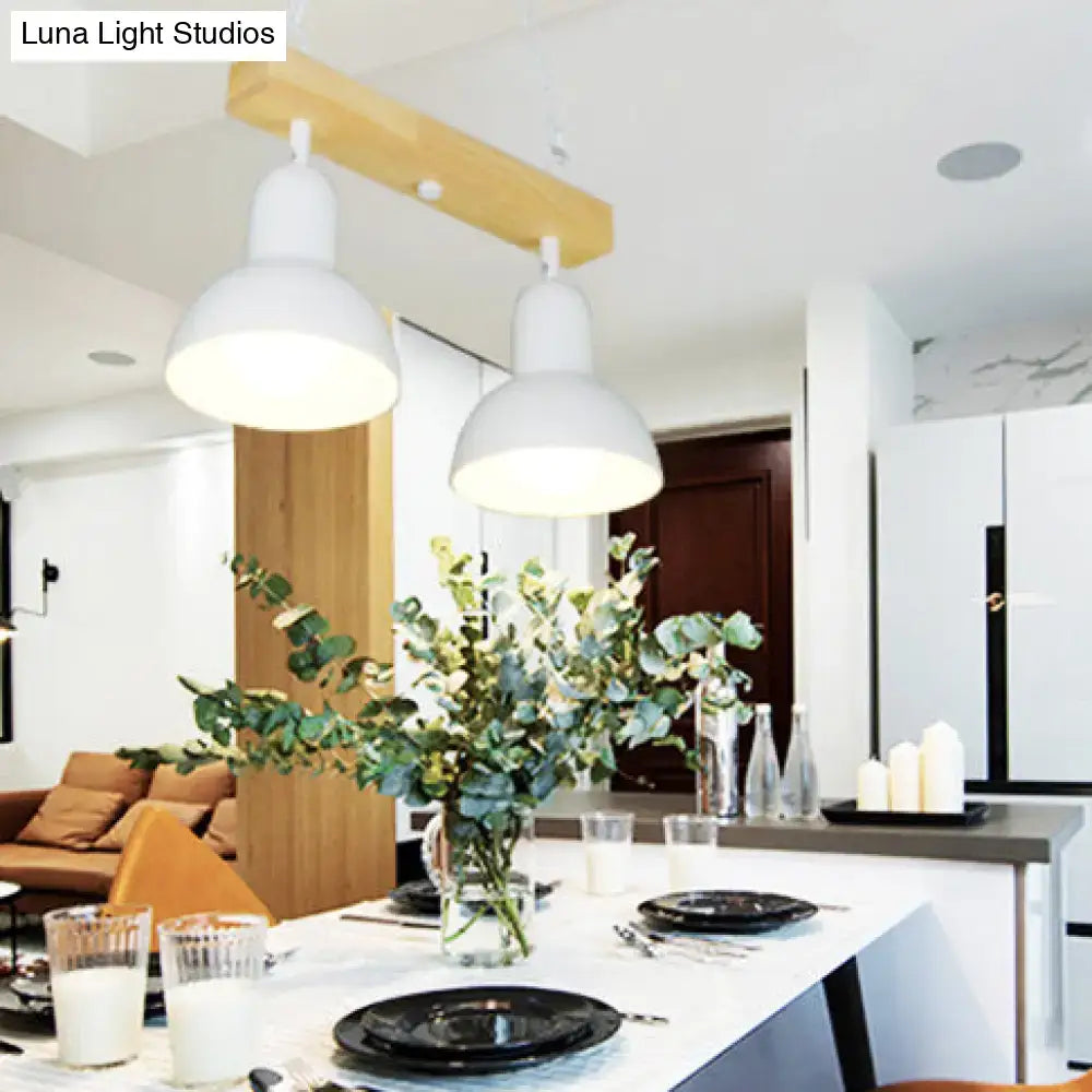 Modern industrial white island light – dining table wood pendant