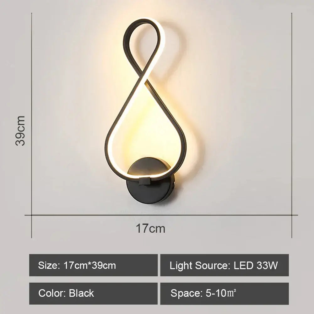 Modern infinity black led wall light – living room sconce
