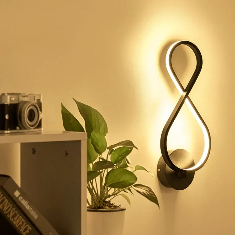 Modern infinity black led wall light – living room sconce