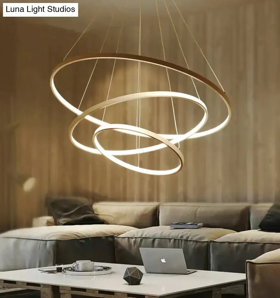 Modern interlocking ring led pendant lights for dining room