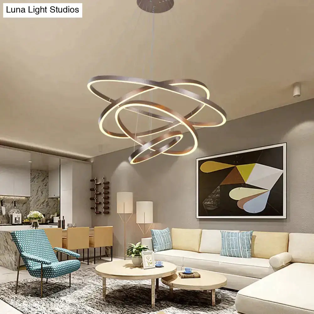 Modern interlocking ring led pendant lights for dining room