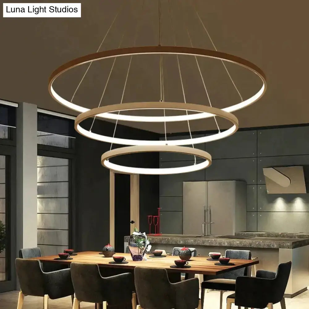 Modern interlocking ring led pendant lights for dining room
