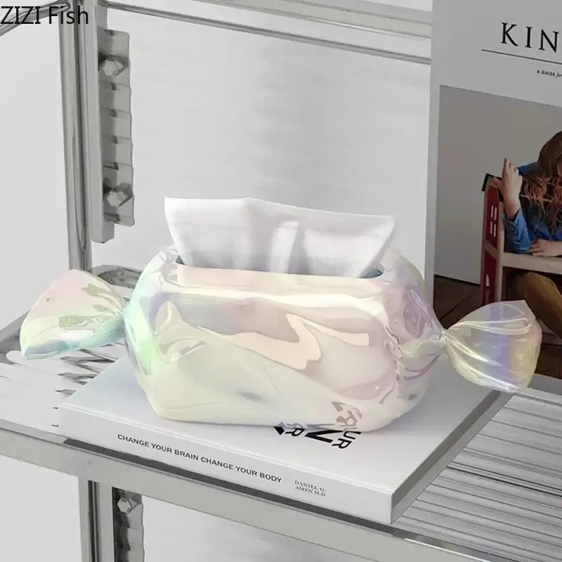 Modern iridescent candy tissue box living room decor