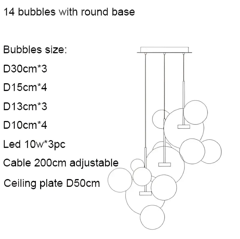Modern iridescent colorful glass ball pendant light dining room
