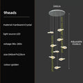 Modern leaf crystal glass staircase chandelier living room light