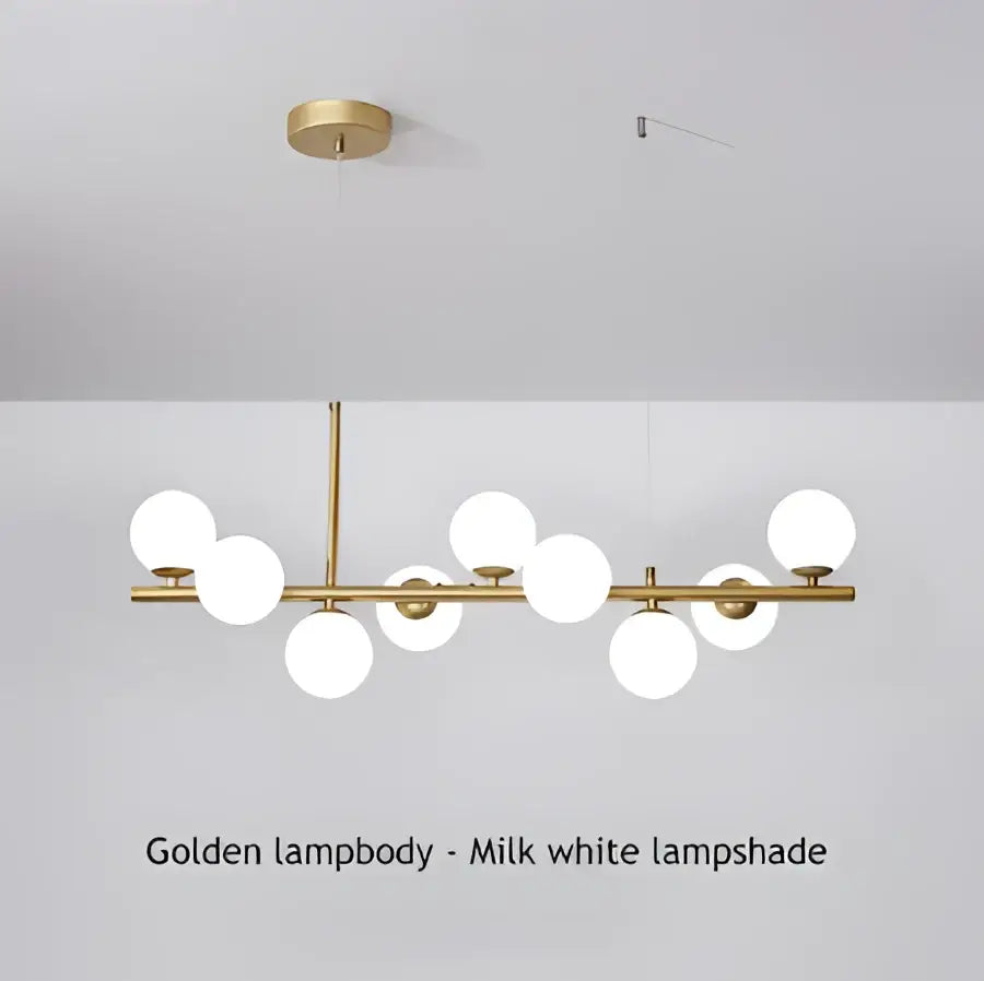 Modern black & gold head ring chandelier dining room amber glass globes