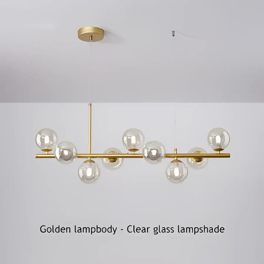 Modern black & gold head ring chandelier dining room amber glass globes