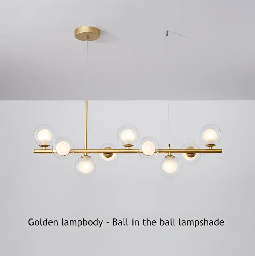 Modern black & gold head ring chandelier dining room amber glass globes