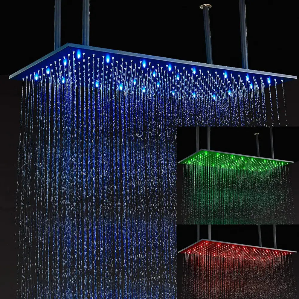 Modern led rainfall shower head – bathroom color changing luxury