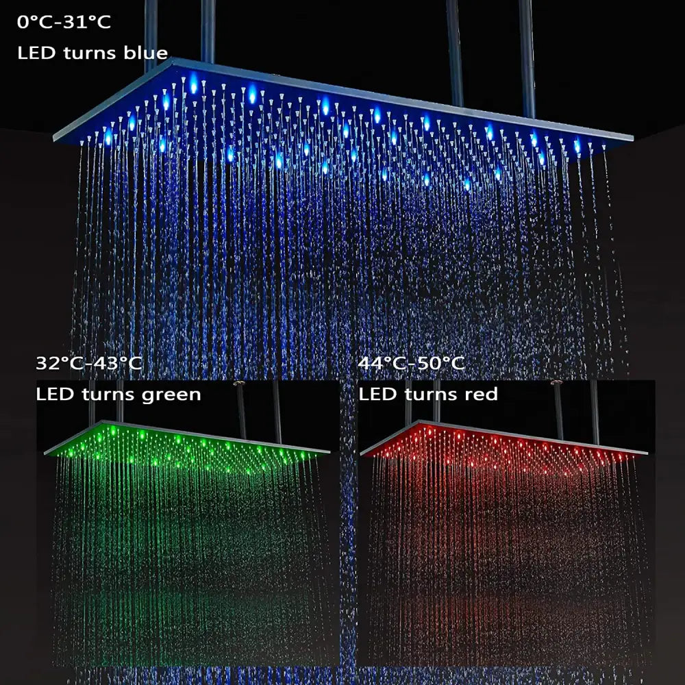 Modern led rainfall shower head – bathroom color changing luxury