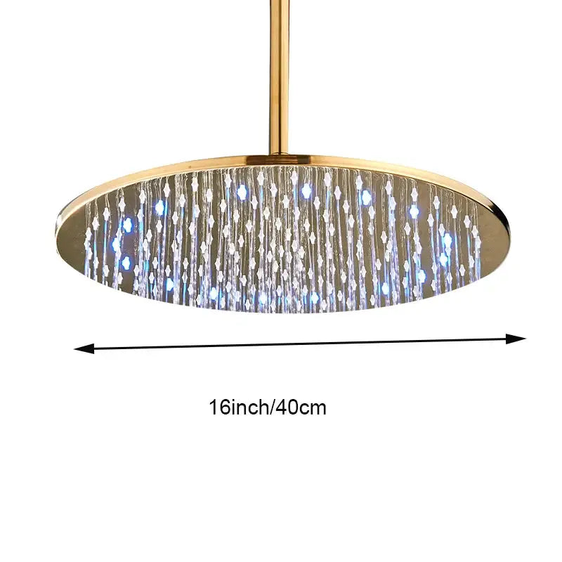 Modern led round gold shower head bathroom crystal droplet design