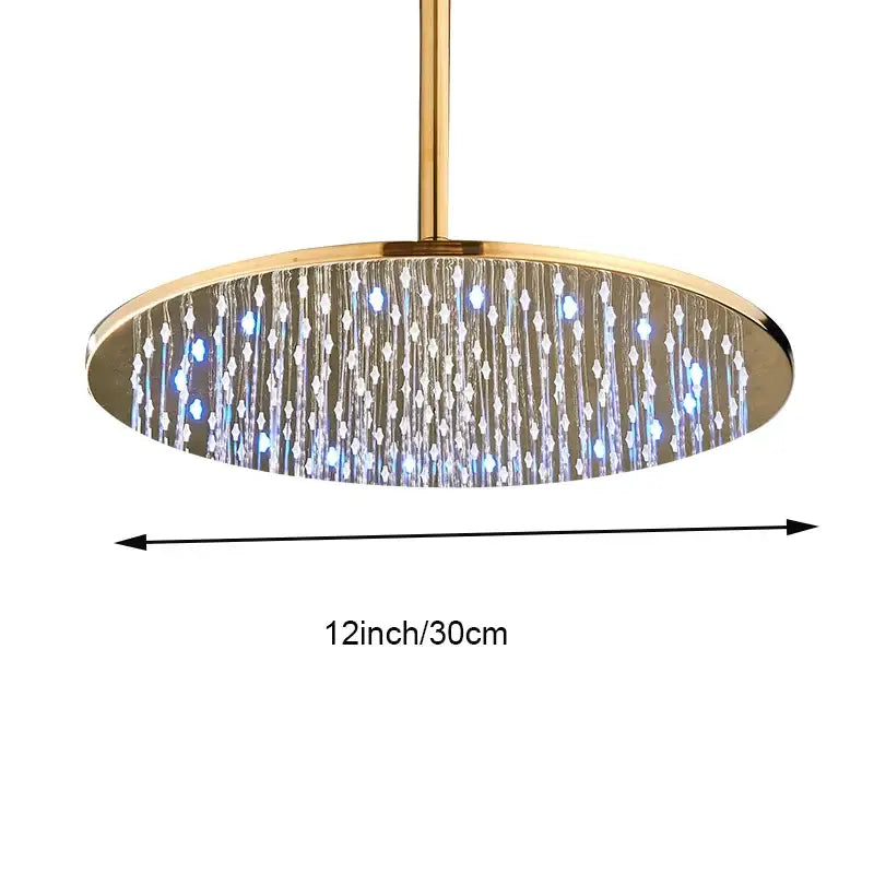 Modern led round gold shower head bathroom crystal droplet design