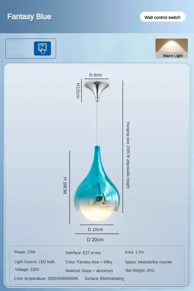 Modern led water droplet ceiling chandelier dining room light