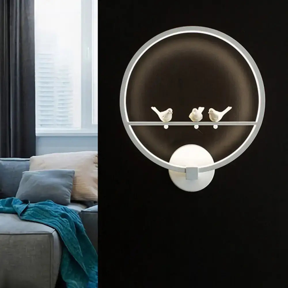 Modern led white bird circle wall lamp for bedroom