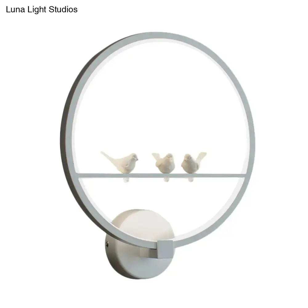 Modern led white bird circle wall lamp for bedroom