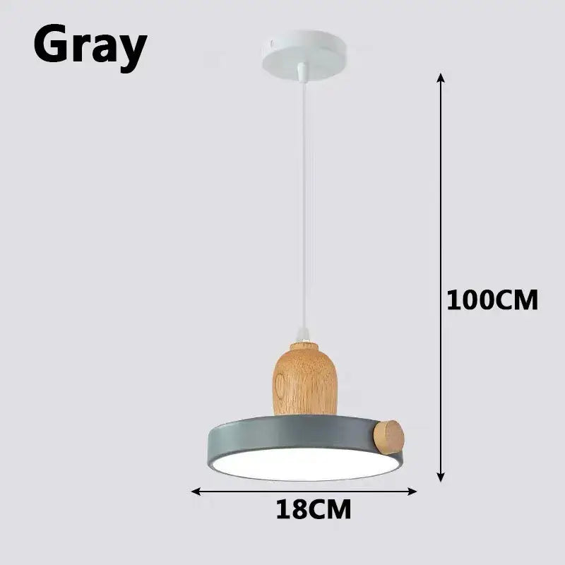 Modern led wood iron pendant light bedroom green white & gray