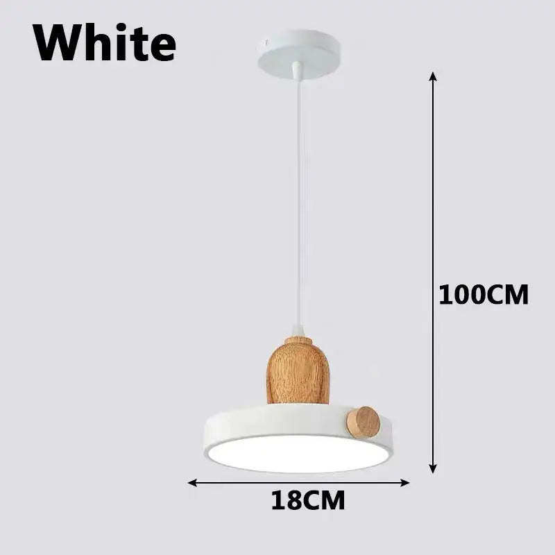 Modern led wood iron pendant light bedroom green white & gray
