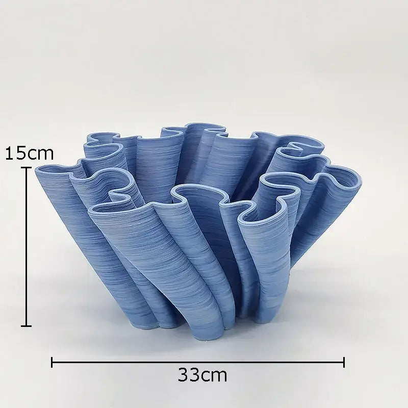 Modern light blue bud shape ceramic vase living room coral decor