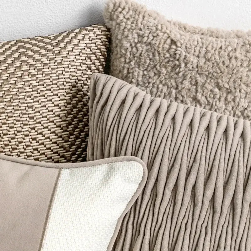 Modern light coffee patchwork pillow covers living room decor