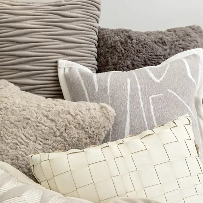 Modern light grey coffee texture cushion covers living room decor