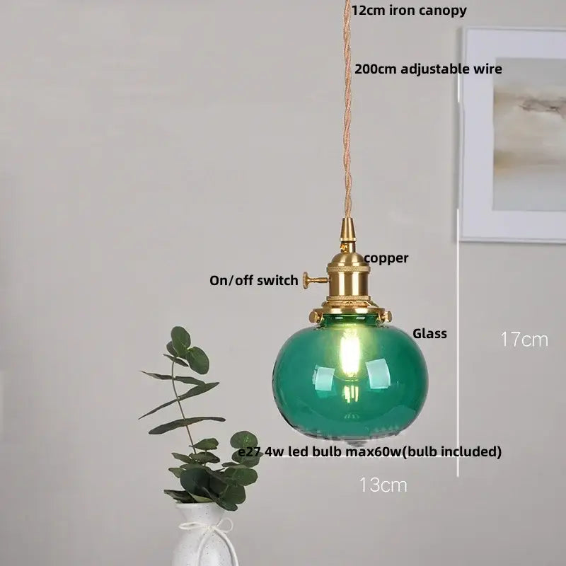 Modern lime & teal blue bubble glass ball pendant light dining room