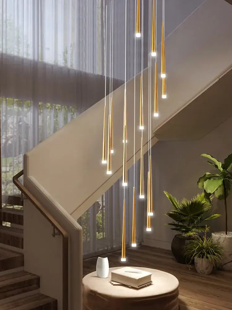 Modern loft black led stair chandelier living room pendant light