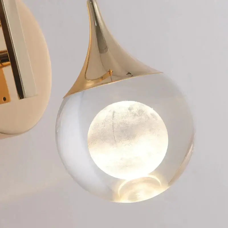 Modern luxurious crystal led wall sconce gold curved lamp for bedroom
