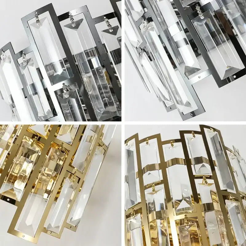 Modern luxury black crystal led wall lamp for living room