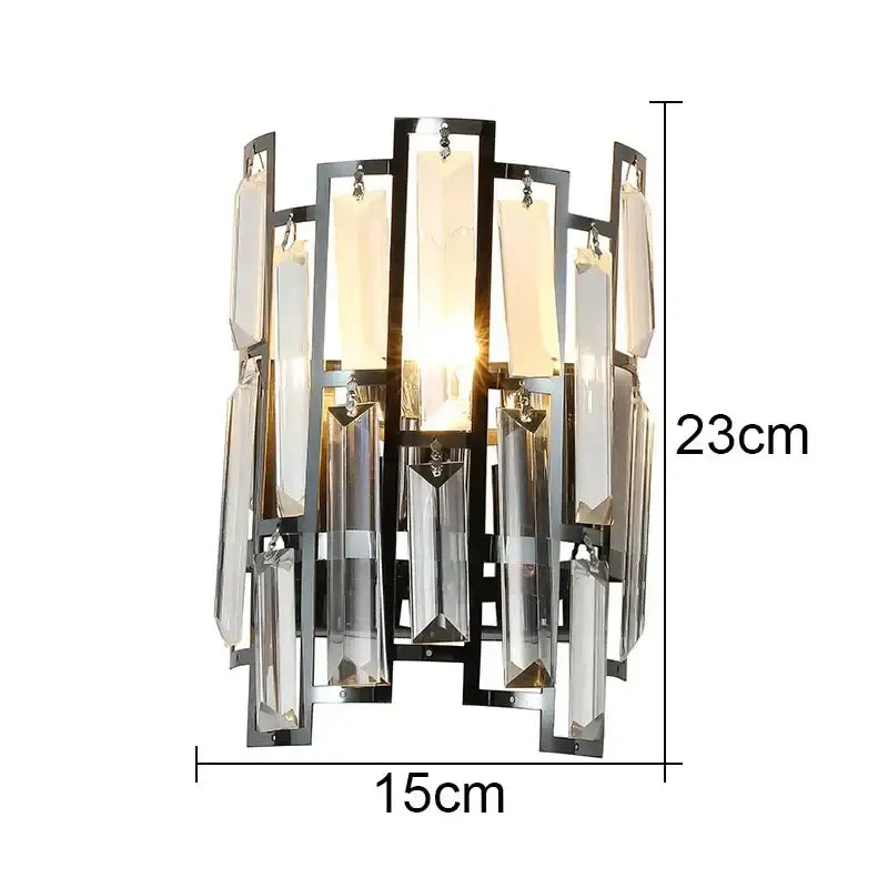 Modern luxury black crystal led wall lamp for living room