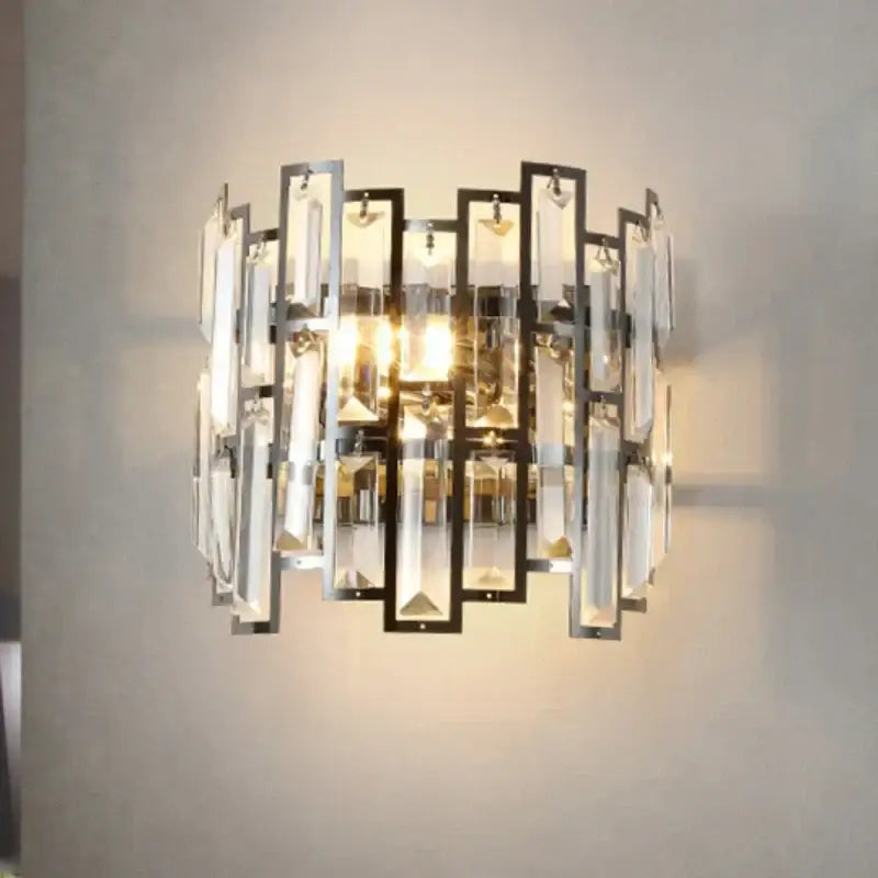 Modern luxury black crystal led wall lamp for living room