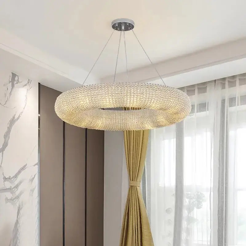 Modern luxury crystal circle chandelier living room pendant light